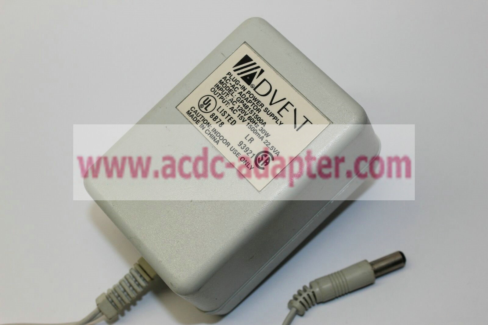 Genuine Advent GP48151500A 15VAC 1500ma AC adapter Plug-In Power Supply 15VAC 1.5A